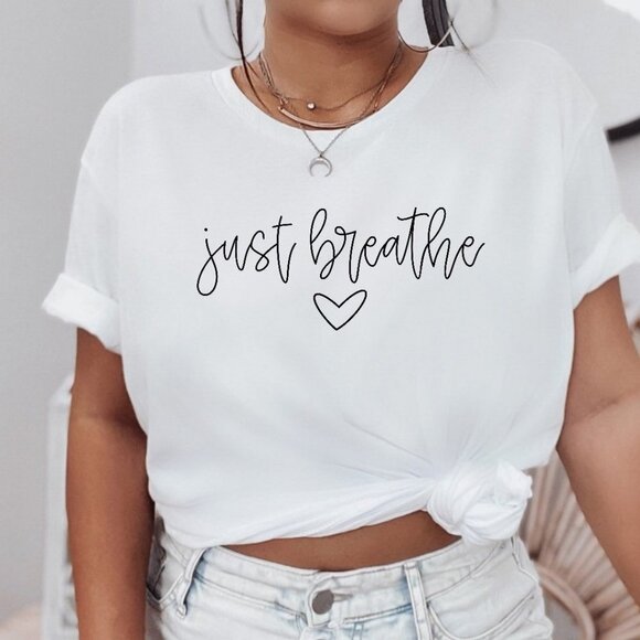 Just breathe graphic tee, kindness shirt, botanical shirt, womens Inspirational - Picture 2 of 3